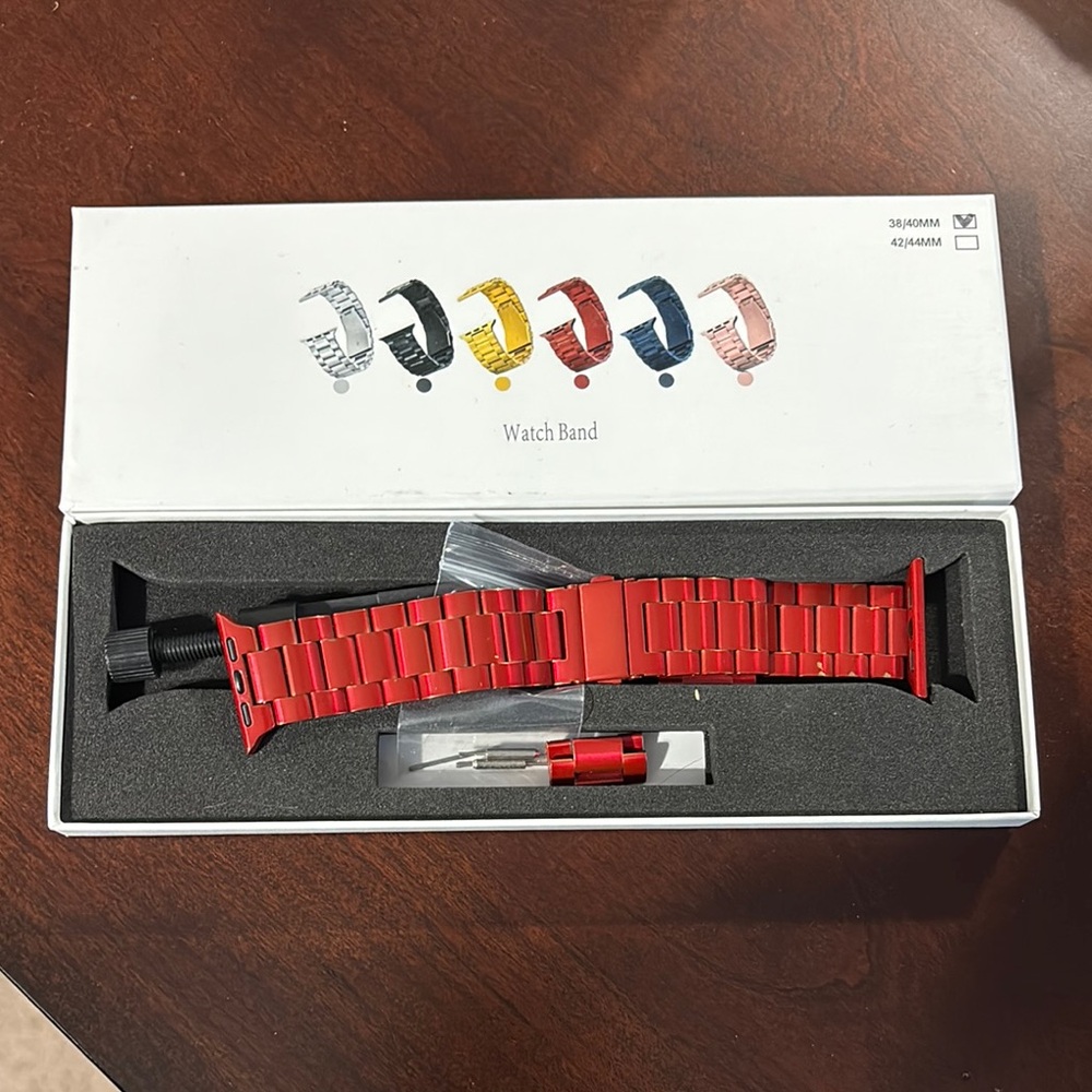 Red Metal Watch Band